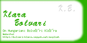 klara bolvari business card